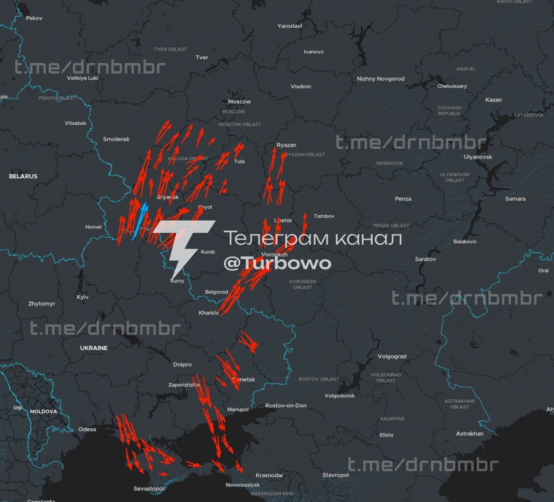 Понад 300 БПЛА знову прямують для ударів по об’єктах на території Росії та…