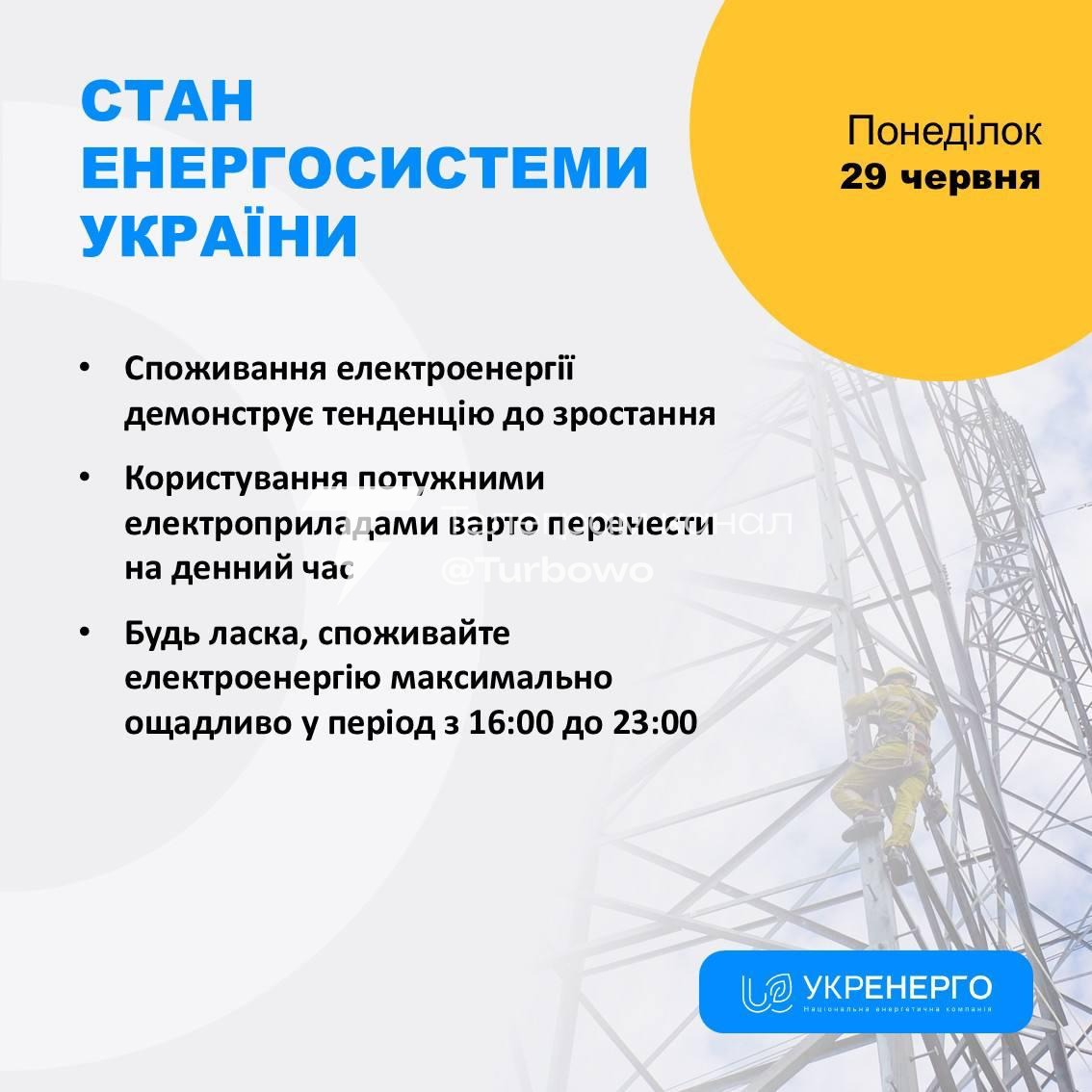 Укренерго» закликає максимально ощадливо споживати електроенергію Через спеку…