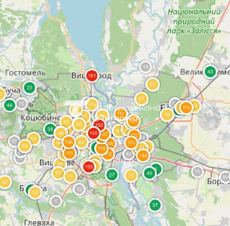 Критичний рівень забруднення повітря в деяких районах Києва Не виходьте на вулицю…