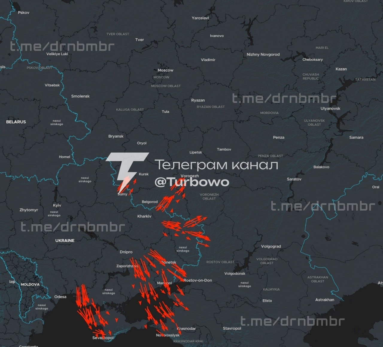 Понад 300 БпЛА прямо зараз летять атакувати рф та окуповані території