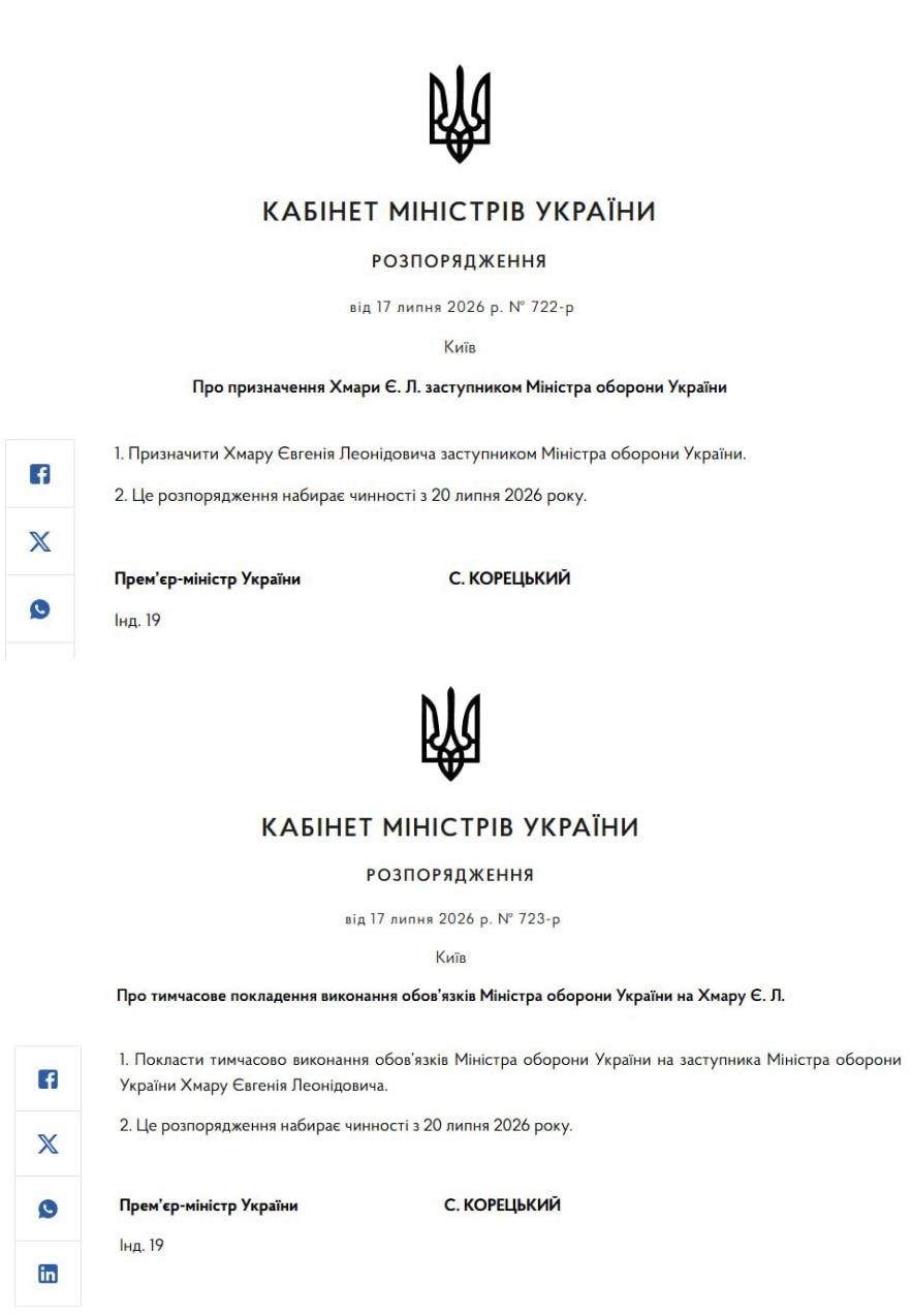 Кабмін опублікував розпорядження про нову посаду для Хмари