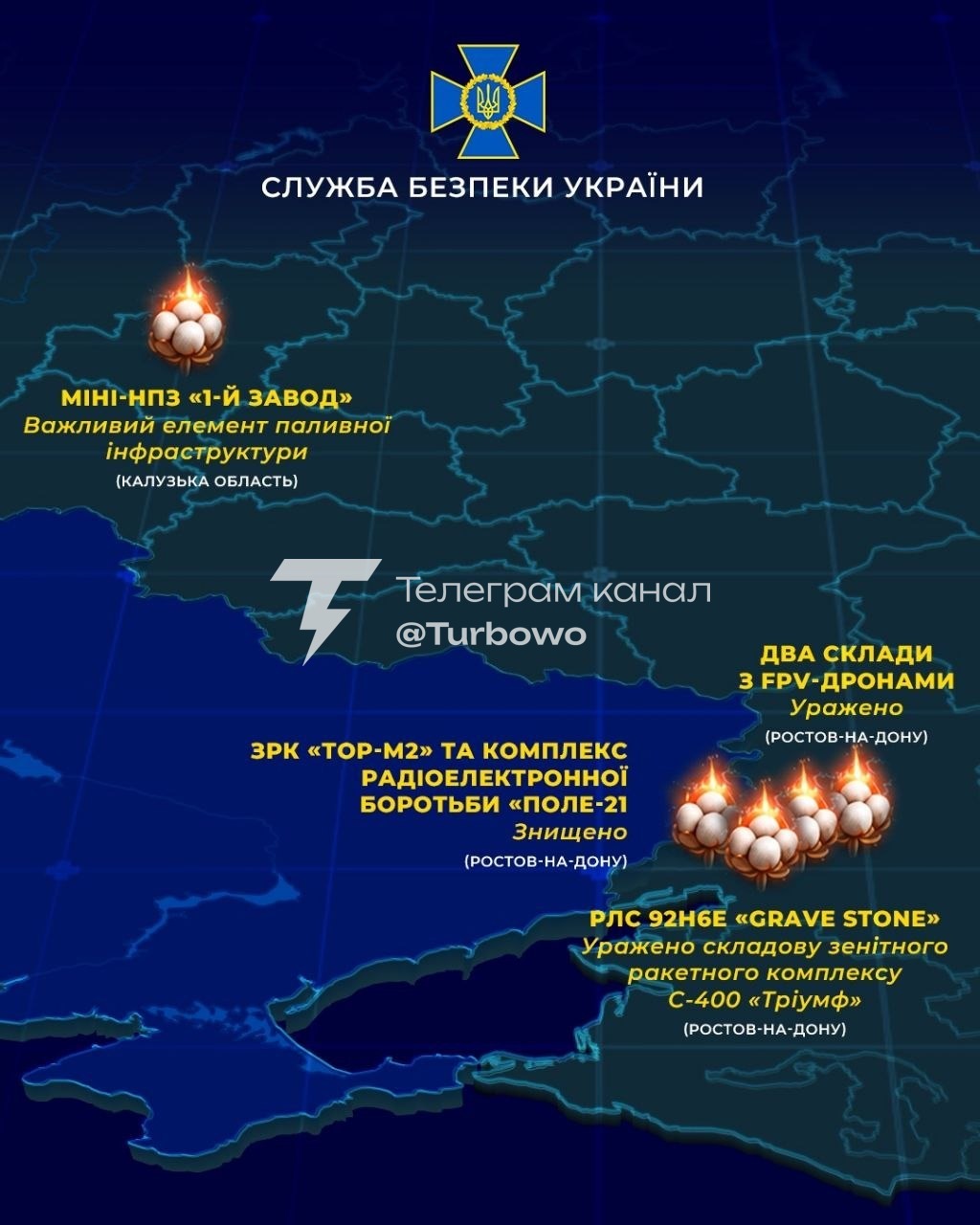 Катер, військові аеродроми, протиповітряна оборона та нафтодобувна платформа…