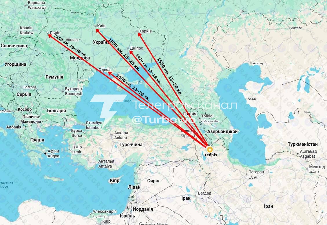 З Ірана до Києва ракети долетять за 15-25 хвилин