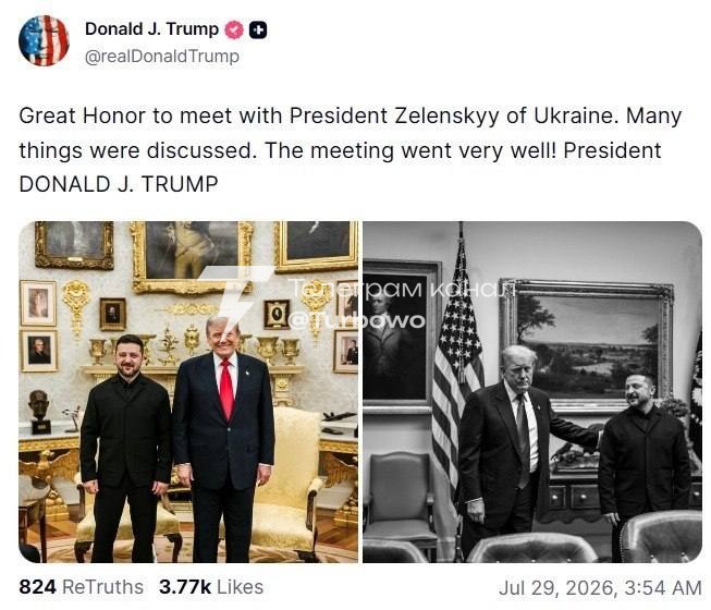 Трамп про зустріч із Зеленським: «Велика честь зустрітися…